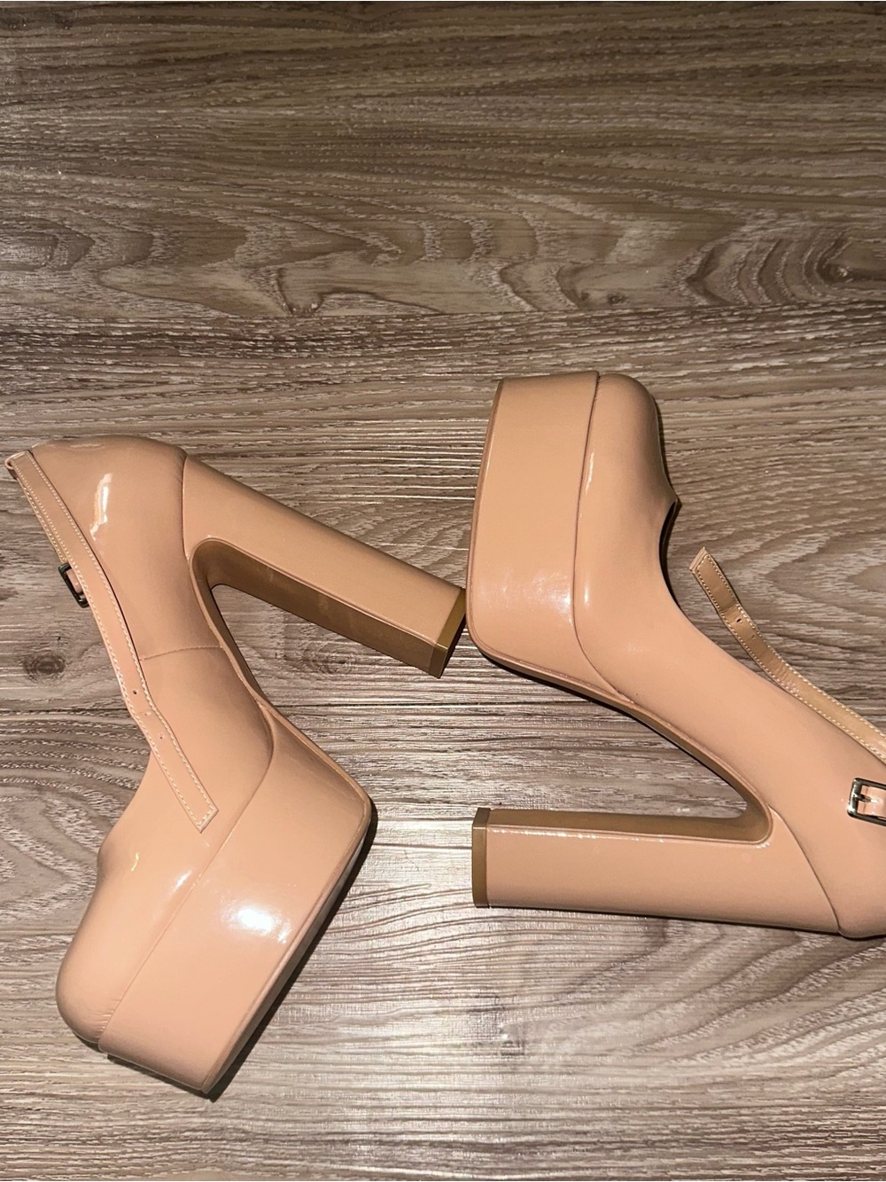 Jeffery Campbell Platform Mary Jane Pumps in Nude Patent size 6